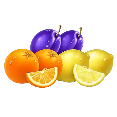 Coin Strike Orange Pflaume Zitrone Symbol